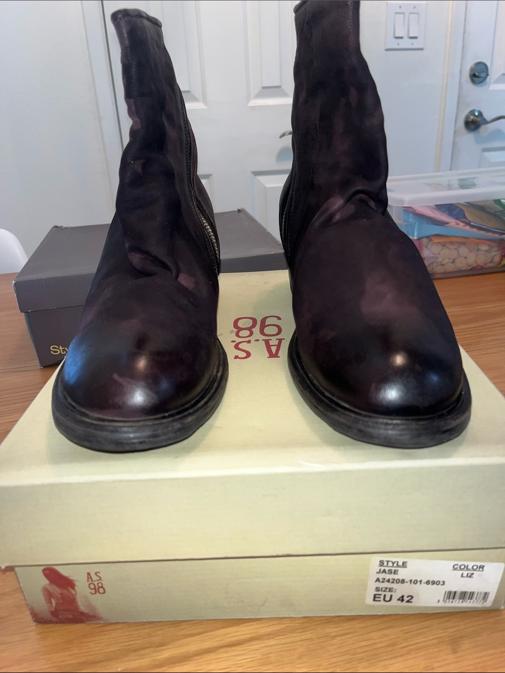 A.S.98 Men's Dark Brown Leather Zip Ankle Boots